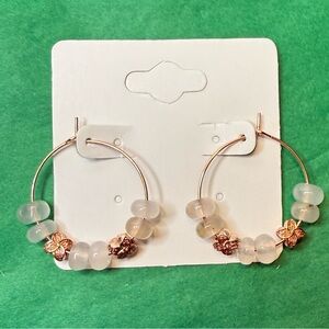Chic Rose Gold and Fire Opal Beaded Hoop Earrings